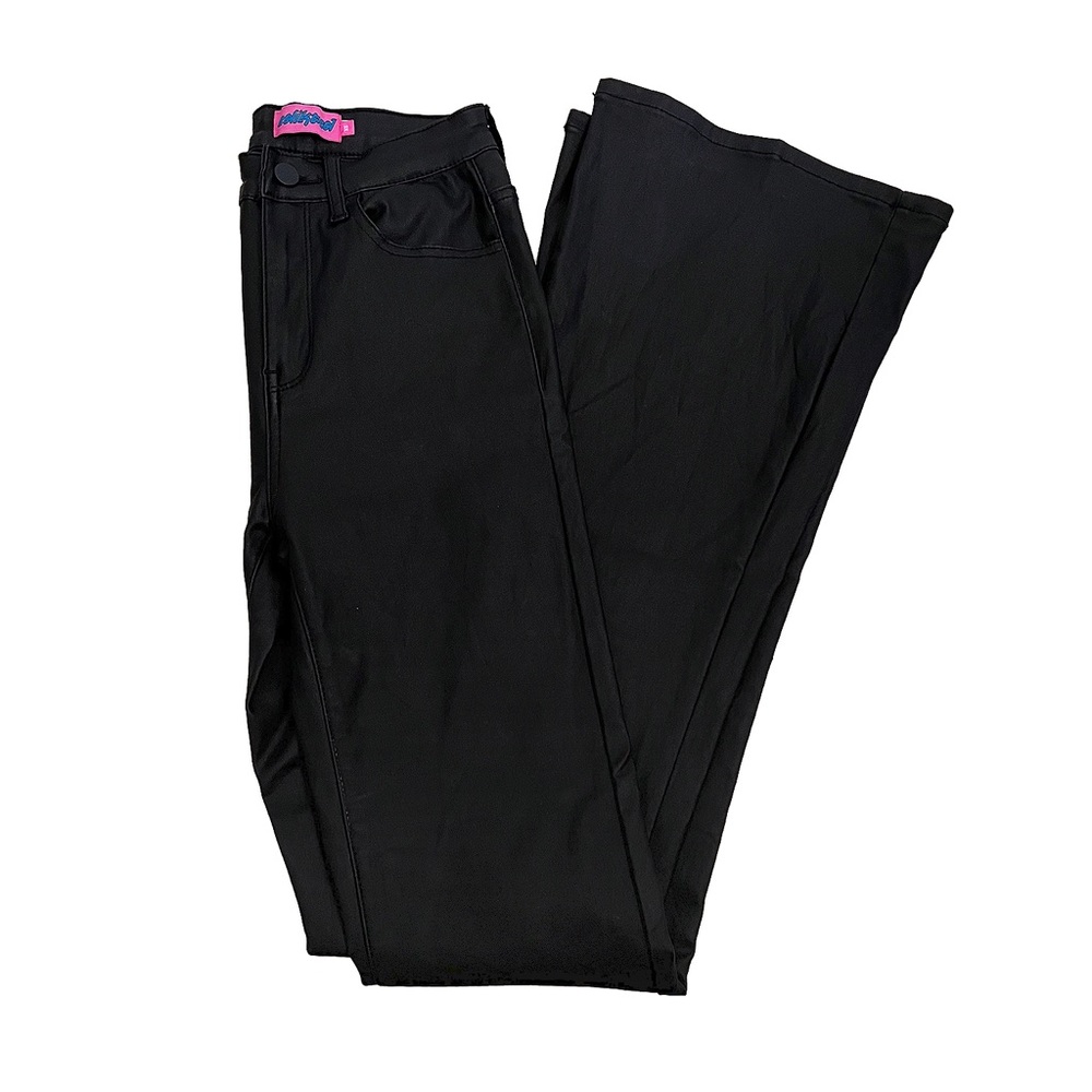 Edikted Luna Faux Leather Flare Jeans